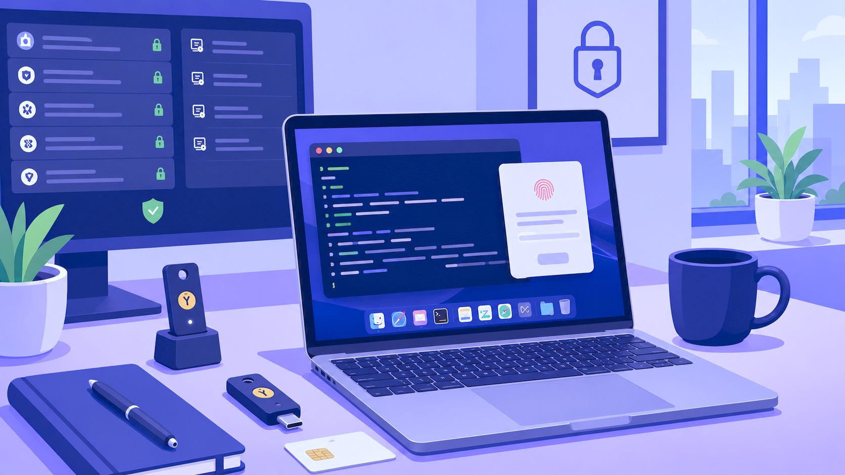 Developer workspace using hardware-backed identity for internal services.
